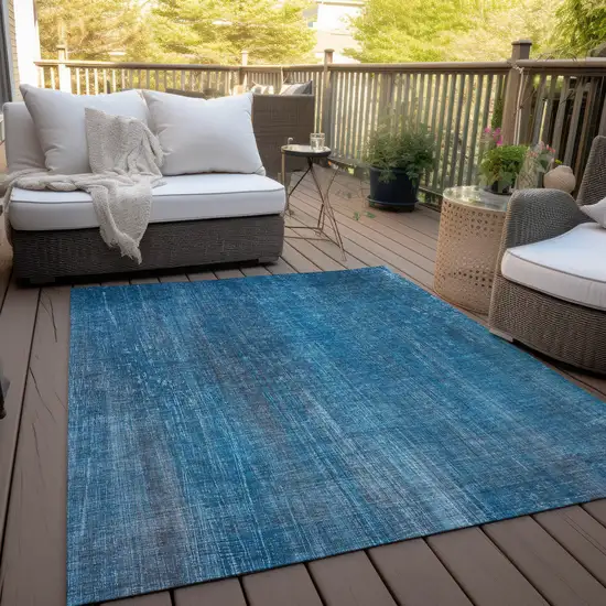 3' X 4' Blue Striped Washable Non Skid Indoor Outdoor Area Rug Photo 8