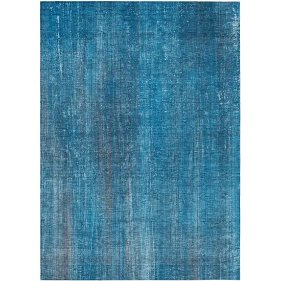 3' X 4' Blue Striped Washable Non Skid Indoor Outdoor Area Rug Photo 2