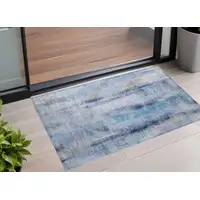 Photo of 3' X 4' Blue Washable Non Skid Indoor Outdoor Area Rug