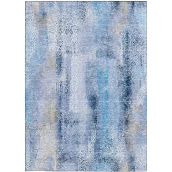 3' X 4' Blue Washable Non Skid Indoor Outdoor Area Rug Photo 4