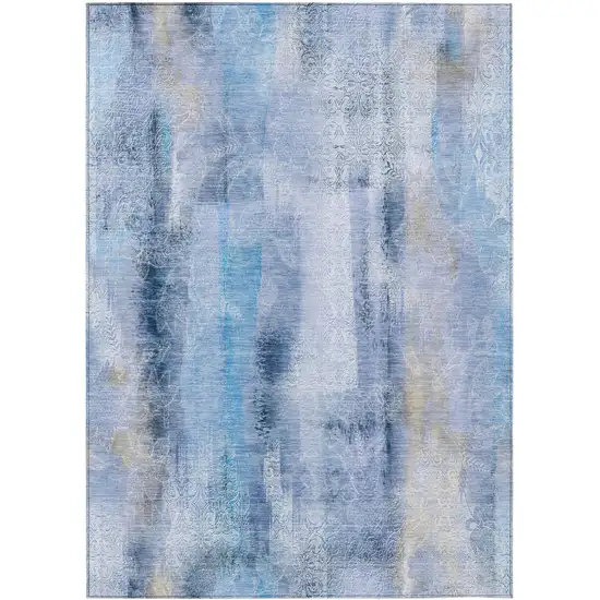 3' X 4' Blue Washable Non Skid Indoor Outdoor Area Rug Photo 2