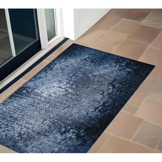 3' X 4' Blue Washable Non Skid Indoor Outdoor Area Rug Photo 1