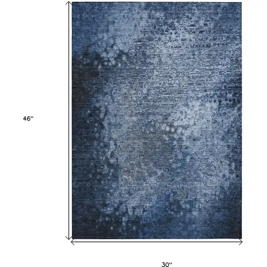 3' X 4' Blue Washable Non Skid Indoor Outdoor Area Rug Photo 3