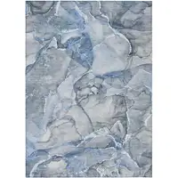 Photo of 3' X 4' Blue and Gray Abstract Washable Non Skid Indoor Outdoor Area Rug