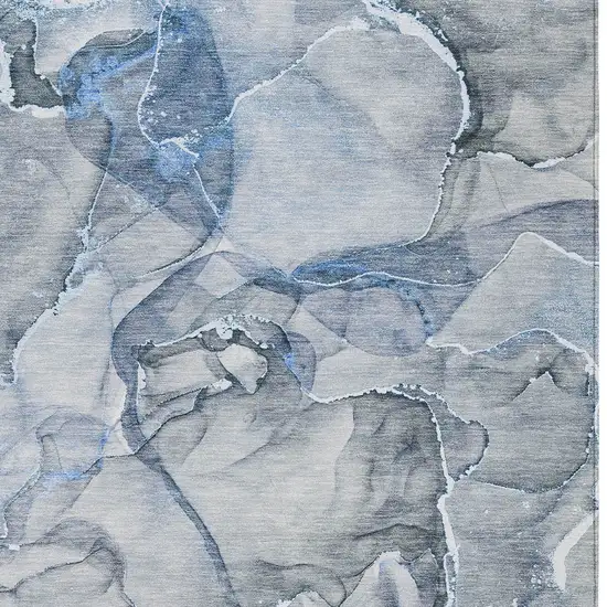 Blue and Gray Abstract Washable Non Skid Indoor Outdoor Area Rug Photo 6