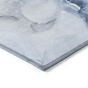 Photo of 3' X 5' Blue and Gray Abstract Washable Non Skid Indoor Outdoor Area Rug