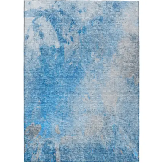 3' X 4' Blue and Gray Abstract Washable Non Skid Indoor Outdoor Area Rug Photo 2