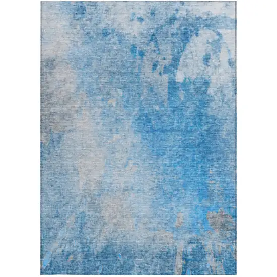 3' X 4' Blue and Gray Abstract Washable Non Skid Indoor Outdoor Area Rug Photo 5