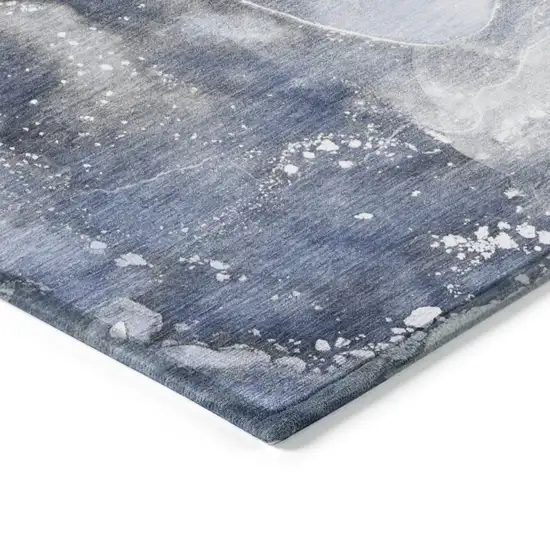 3' X 4' Blue and Gray Abstract Washable Non Skid Indoor Outdoor Area Rug Photo 5