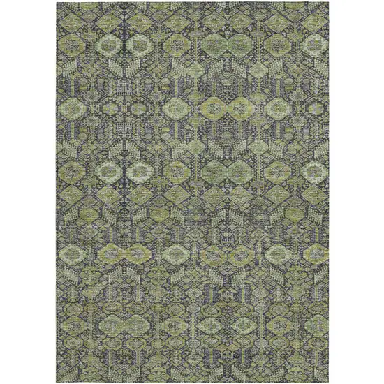 3' X 4' Blue and Green Floral Washable Non Skid Indoor Outdoor Area Rug Photo 4