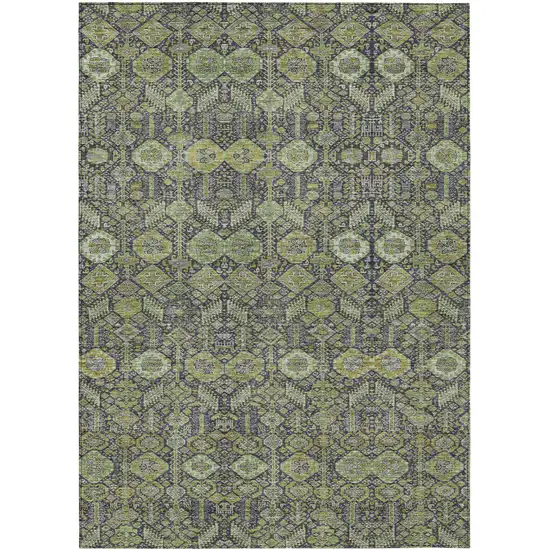 3' X 5' Blue and Green Floral Washable Non Skid Indoor Outdoor Area Rug Photo 2