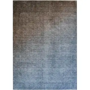 Photo of 3' X 4' Blue and Green Ombre Washable Non Skid Indoor Outdoor Area Rug