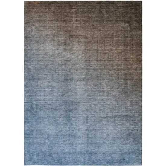 3' X 5' Blue and Green Ombre Washable Non Skid Indoor Outdoor Area Rug Photo 4