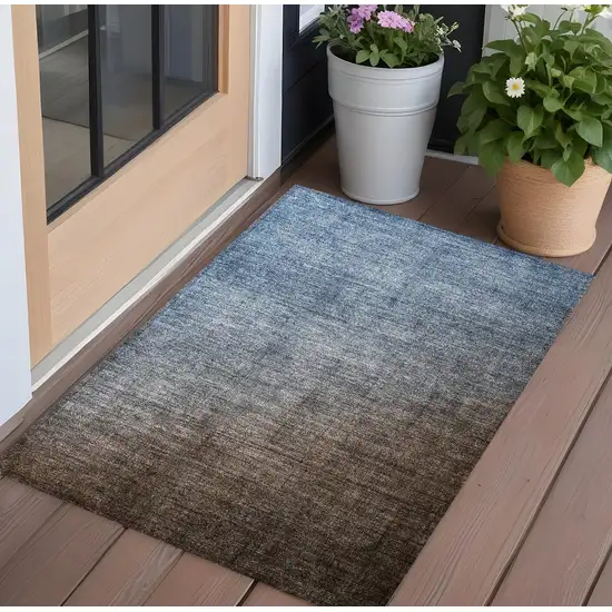 Blue and Green Ombre Washable Non Skid Indoor Outdoor Area Rug Photo 1