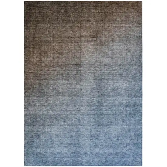 3' X 5' Blue and Green Ombre Washable Non Skid Indoor Outdoor Area Rug Photo 2