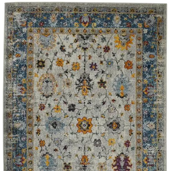 3' X 5' Blue and Orange Floral Power Loom Area Rug Photo 9