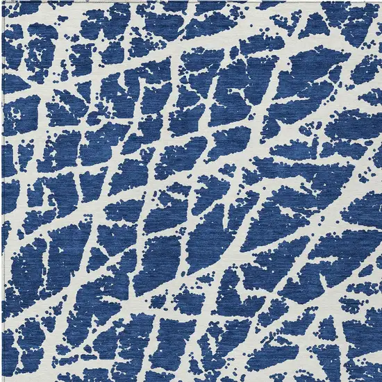 Blue and White Abstract Washable Non Skid Indoor Outdoor Area Rug Photo 8