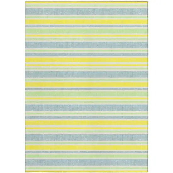 3' X 4' Blue and Yellow Striped Washable Non Skid Indoor Outdoor Area Rug Photo 5