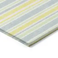 Photo of 3' X 4' Blue and Yellow Striped Washable Non Skid Indoor Outdoor Area Rug