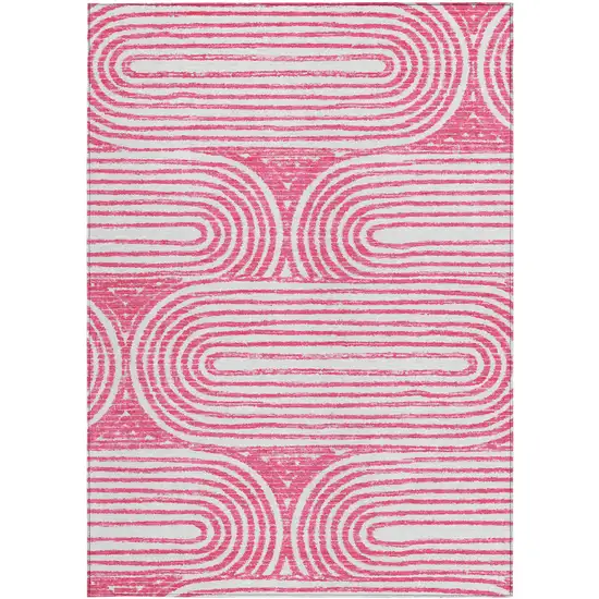 3' X 4' Blush Abstract Washable Non Skid Indoor Outdoor Area Rug Photo 5