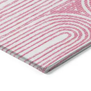 Photo of 3' X 4' Blush Abstract Washable Non Skid Indoor Outdoor Area Rug