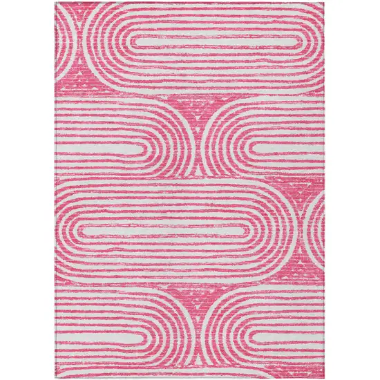 3' X 4' Blush Abstract Washable Non Skid Indoor Outdoor Area Rug Photo 2