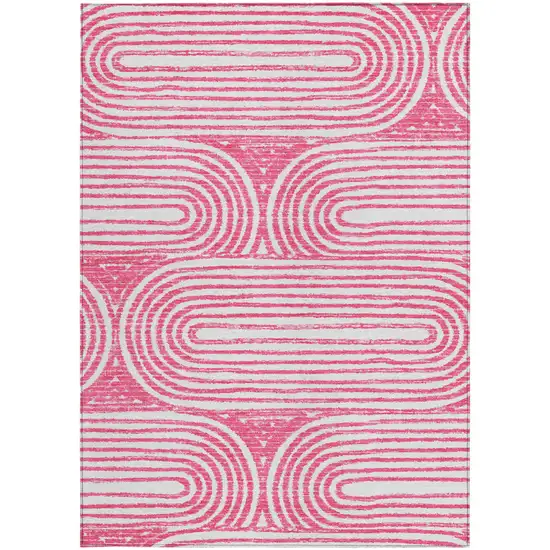 3' X 5' Blush Abstract Washable Non Skid Indoor Outdoor Area Rug Photo 5