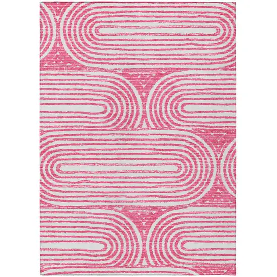 3' X 5' Blush Abstract Washable Non Skid Indoor Outdoor Area Rug Photo 2