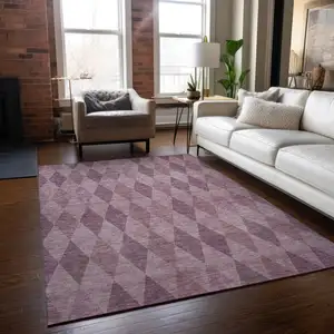 Photo of 3' X 4' Blush Geometric Washable Non Skid Indoor Outdoor Area Rug