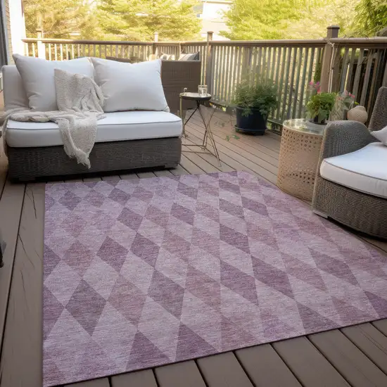 3' X 5' Blush Geometric Washable Non Skid Indoor Outdoor Area Rug Photo 8