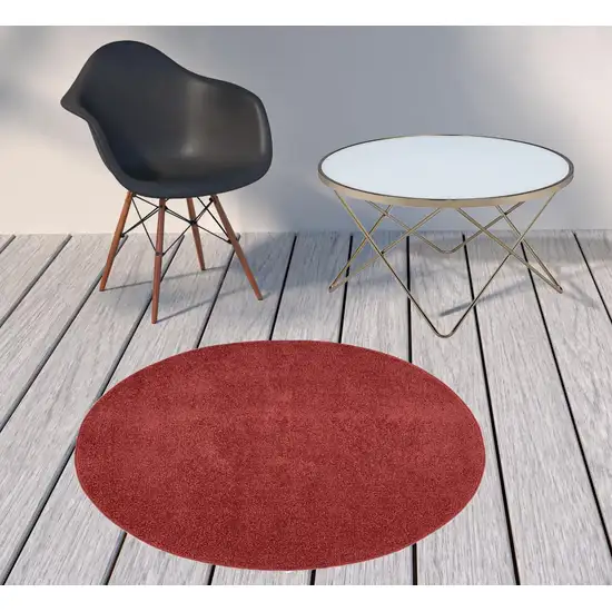 4' X 4' Brick Red Round Non Skid Indoor Outdoor Area Rug Photo 2