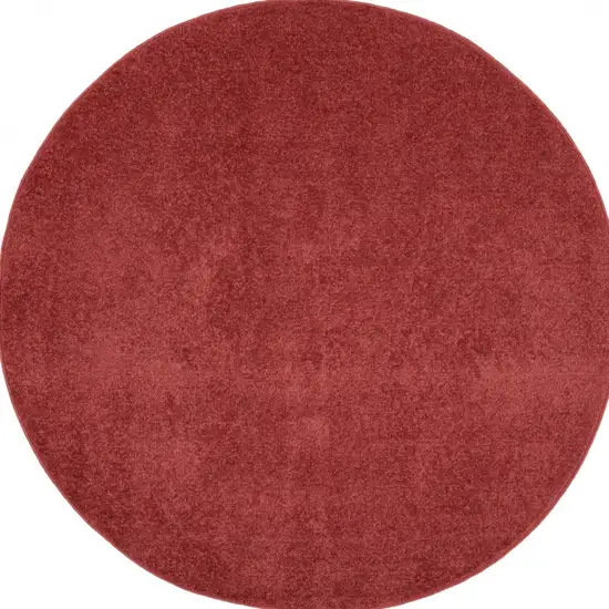 4' X 4' Brick Red Round Non Skid Indoor Outdoor Area Rug Photo 4