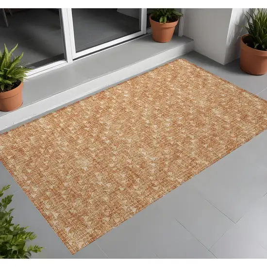 3' X 4' Bronze Geometric Washable Non Skid Indoor Outdoor Area Rug Photo 1