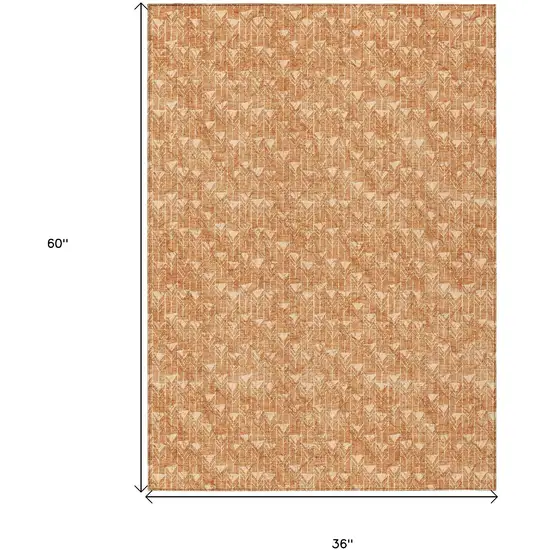 3' X 5' Bronze Geometric Washable Non Skid Indoor Outdoor Area Rug Photo 3