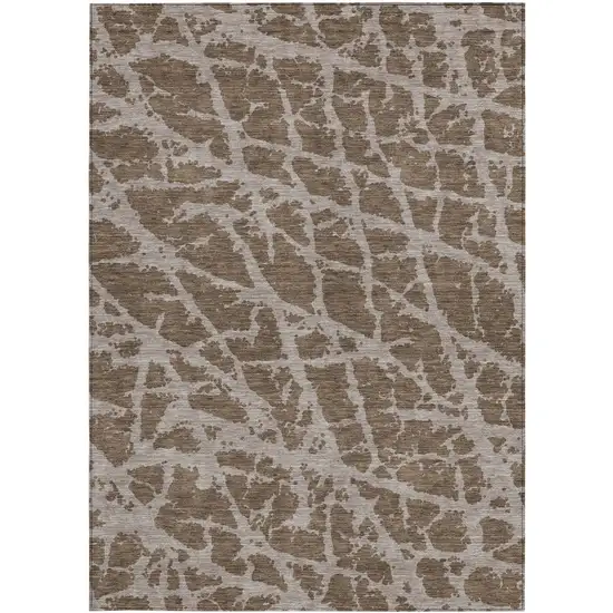 3' X 4' Brown Abstract Washable Non Skid Indoor Outdoor Area Rug Photo 4