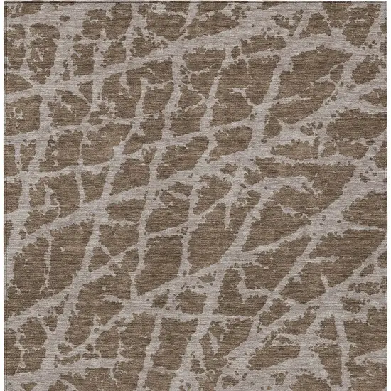 3' X 5' Brown Abstract Washable Non Skid Indoor Outdoor Area Rug Photo 7