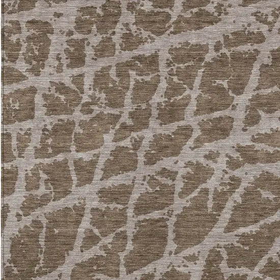 Brown Abstract Washable Non Skid Indoor Outdoor Area Rug Photo 6