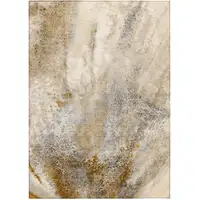 Photo of 3' X 4' Brown Abstract Washable Non Skid Indoor Outdoor Area Rug