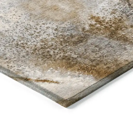 3' X 5' Brown Abstract Washable Non Skid Indoor Outdoor Area Rug Photo 5