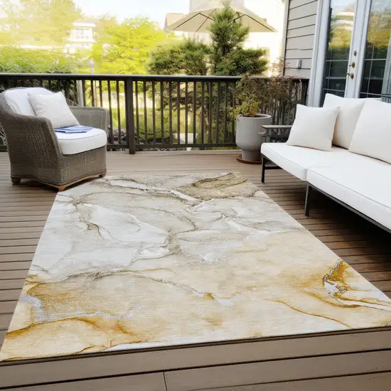 3' X 4' Brown Abstract Washable Non Skid Indoor Outdoor Area Rug Photo 8