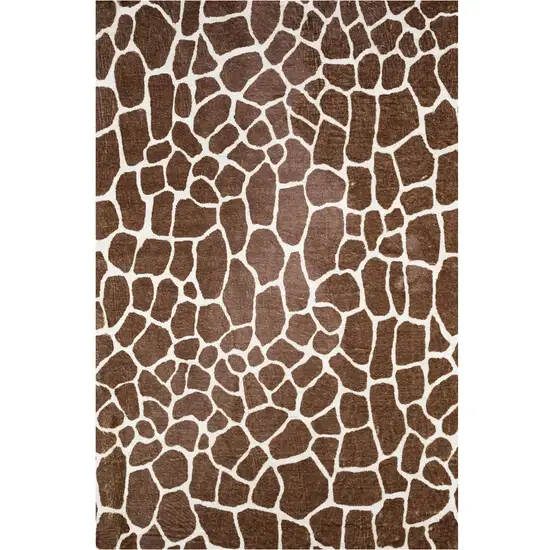 3' X 5' Brown Animal Print Shag Non Skid Area Rug Photo 2