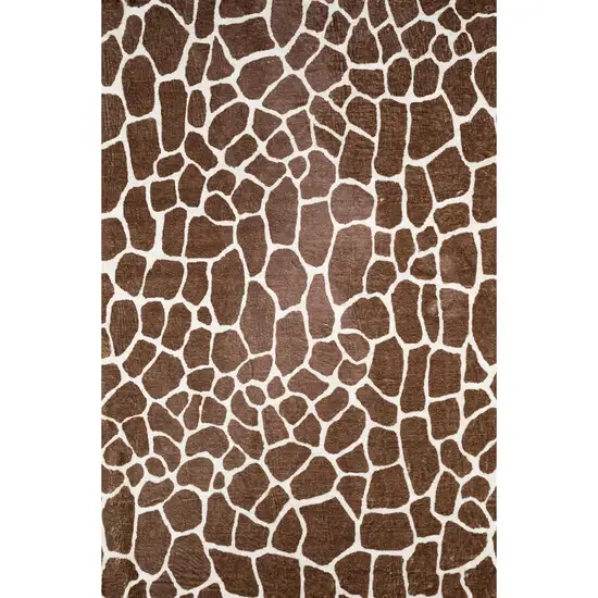 3' X 5' Brown Animal Print Shag Non Skid Area Rug Photo 2