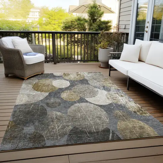 Brown Beige and Ivory Abstract Washable Non Skid Indoor Outdoor Area Rug Photo 8