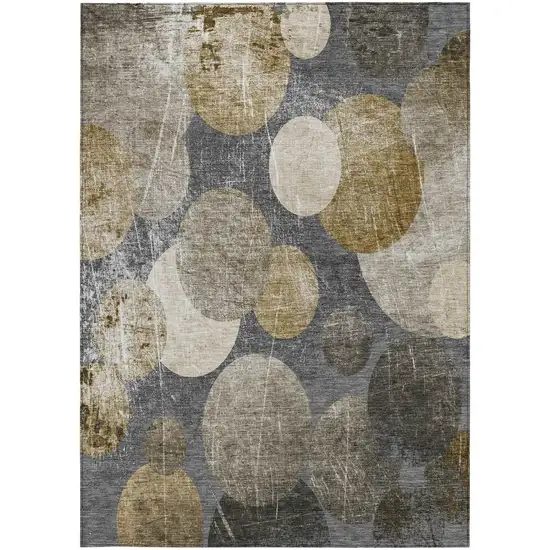 Brown Beige and Ivory Abstract Washable Non Skid Indoor Outdoor Area Rug Photo 5