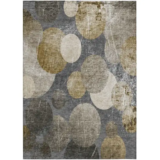 Brown Beige and Ivory Abstract Washable Non Skid Indoor Outdoor Area Rug Photo 2