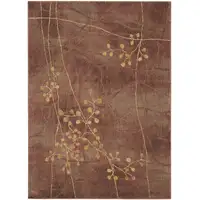 Photo of 5' X 8' Brown Floral Power Loom Area Rug