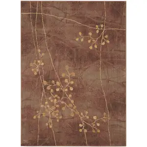 Photo of 5' X 8' Brown Floral Power Loom Area Rug