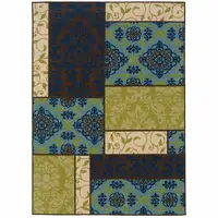 Photo of 9' X 13' Brown Geometric Stain Resistant Indoor Outdoor Area Rug