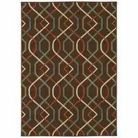 Photo of 3' X 5' Brown Geometric Stain Resistant Indoor Outdoor Area Rug