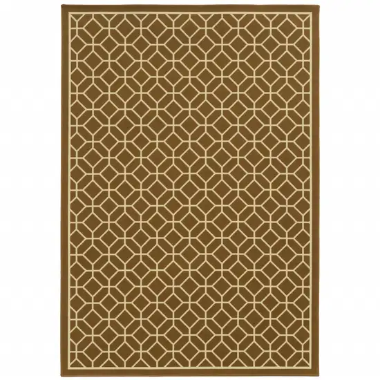 6' X 9' Brown Geometric Stain Resistant Indoor Outdoor Area Rug Photo 1